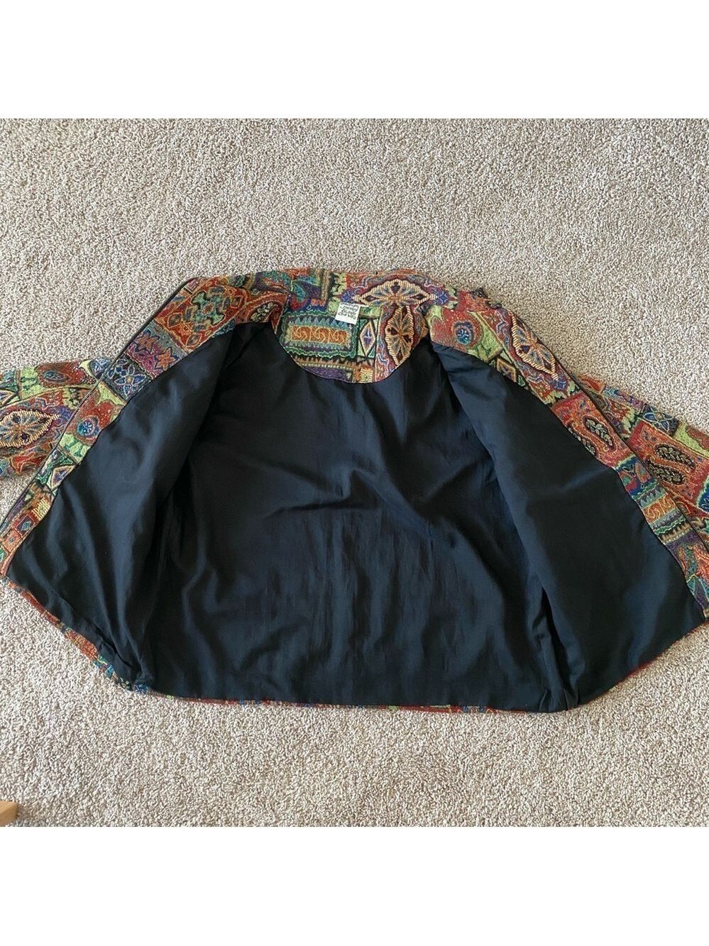 Parsley & Sage Tapestry Flowers Animal Beaded Zip Jacket 1X Pockets Lined - Picture 8 of 16